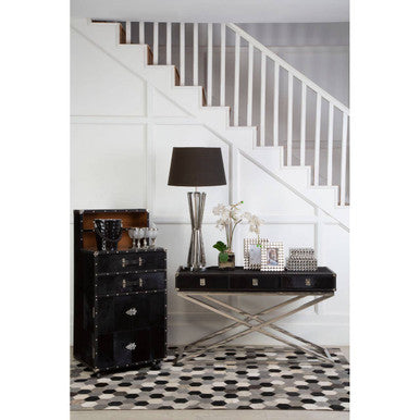 Bosie Large Hair on Leather Hexagon Patchwork Rug | Safira
