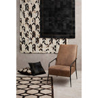 Bosie Small Black Hair on Leather Patchwork Rug with Gold Studs | Safira