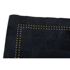 Bosie Small Black Hair on Leather Patchwork Rug with Gold Studs | Safira