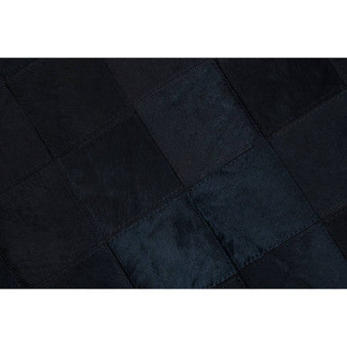 Bosie Small Black Hair on Leather Patchwork Rug with Gold Studs | Safira