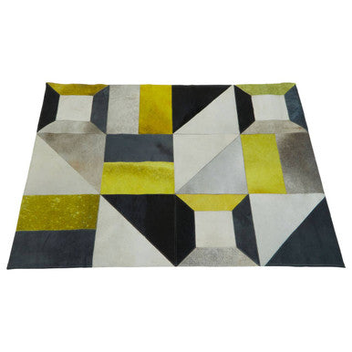 Bosie Small Abstract Hair on Leather Patchwork Rug | Safira