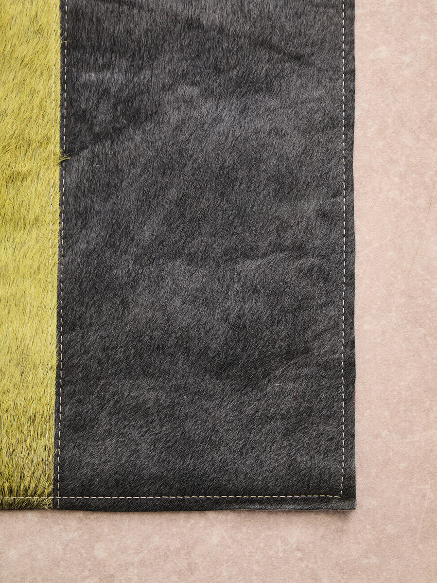 Bosie Small Abstract Hair on Leather Patchwork Rug | Safira