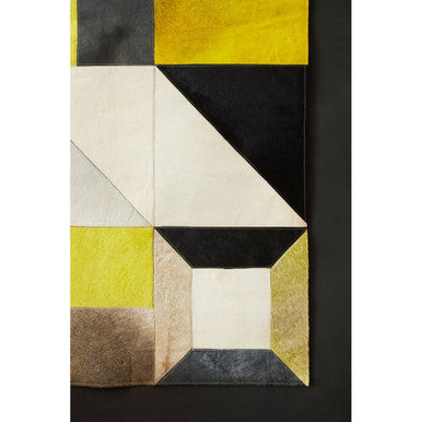 Bosie Small Abstract Hair on Leather Patchwork Rug | Safira