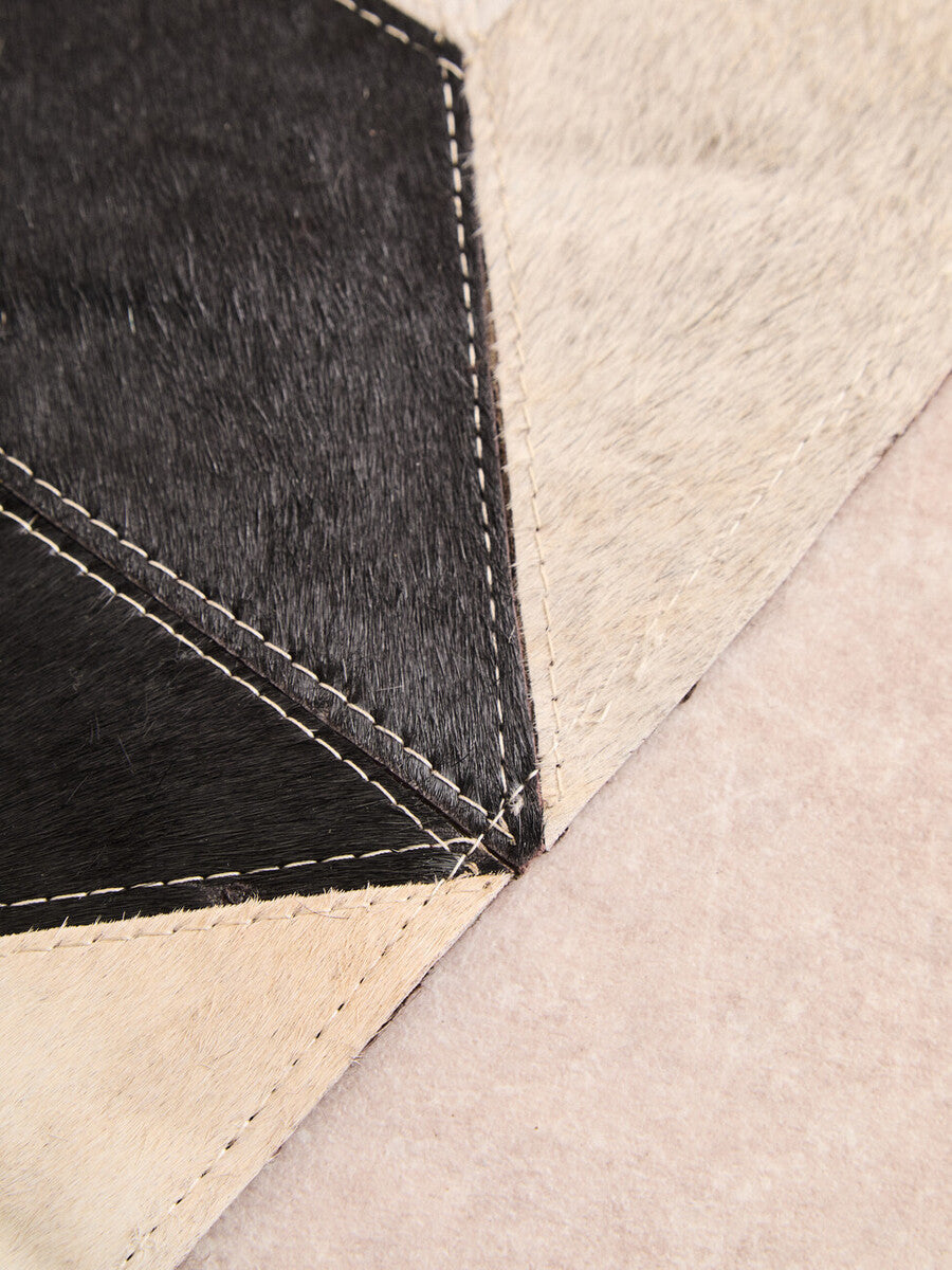 Bosie Small Abstract Hair on Leather Patchwork Rug | Safira