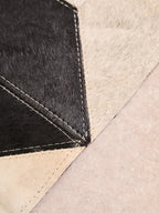 Bosie Small Abstract Hair on Leather Patchwork Rug | Safira