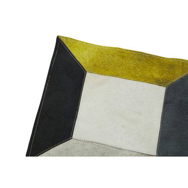 Bosie Small Abstract Hair on Leather Patchwork Rug | Safira