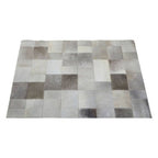 Bosie Small Grey Hair on Leather Patchwork Rug | Safira