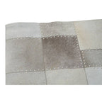 Bosie Small Grey Hair on Leather Patchwork Rug | Safira