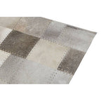 Bosie Small Grey Hair on Leather Patchwork Rug | Safira