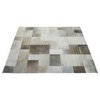 Bosie Large Grey Hair on Leather Patchwork Rug | Safira