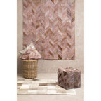 Bosie Large Grey Hair on Leather Patchwork Rug | Safira