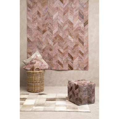Bosie Large Grey Hair on Leather Patchwork Rug | Safira
