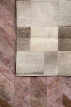 Bosie Large Grey Hair on Leather Patchwork Rug | Safira