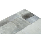Bosie Large Grey Hair on Leather Patchwork Rug | Safira