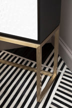 Bosie Small Black and White Hair on Leather Rug | Safira