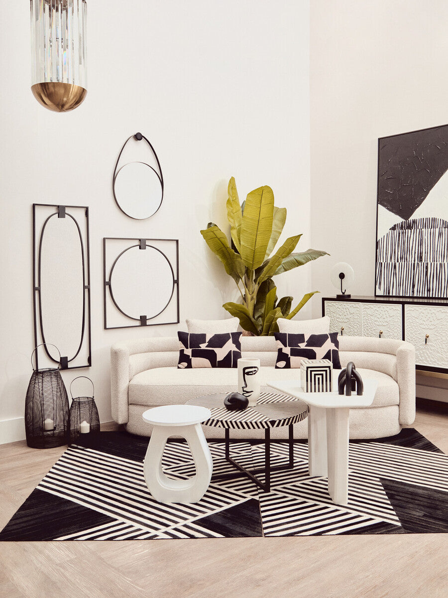 Bosie Small Black and White Hair on Leather Rug | Safira