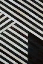 Bosie Small Black and White Hair on Leather Rug | Safira
