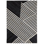 Bosie Large Black and White Hair on Leather Rug | Safira