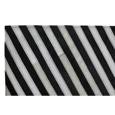 Bosie Large Black and White Hair on Leather Rug | Safira