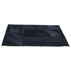 Bosie Small Black and Grey Deco Hair on Leather Rug | Safira