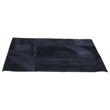 Bosie Small Black and Grey Deco Hair on Leather Rug | Safira