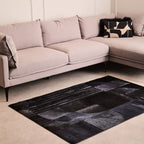 Bosie Small Black and Grey Deco Hair on Leather Rug | Safira