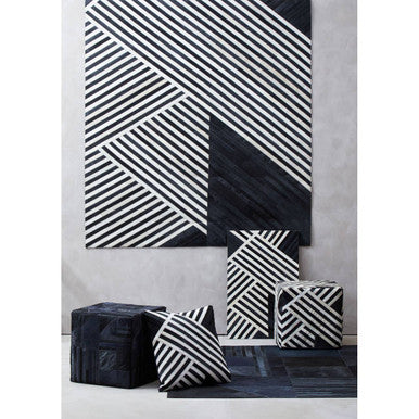 Bosie Small Black and Grey Deco Hair on Leather Rug | Safira