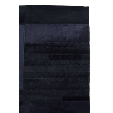 Bosie Small Black and Grey Deco Hair on Leather Rug | Safira