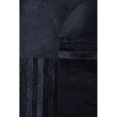 Bosie Small Black and Grey Deco Hair on Leather Rug | Safira