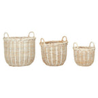 Argento Whitewash Rattan Storage Baskets Set of Three