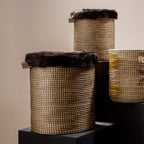 Set of 2 Seagrass Baskets with Faux Fur Trim | Bora
