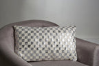 Bosie Rectangular Ivory and Silver Check Cushion | Kensington Townhouse