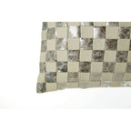Bosie Rectangular Ivory and Silver Check Cushion | Kensington Townhouse