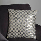 Bosie Kensington Townhouse Square Ivory And Silver Check Cushion