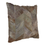 Bosie Grey Chevron Hair on Leather Patchwork Cushion | Safira