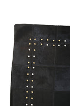 Bosie Black Hair on Leather Patchwork Cushion | Safira