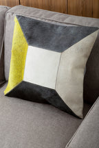 Bosie Geometric Hair on Leather Patchwork Cushion | Safira