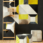 Bosie Geometric Hair on Leather Patchwork Cushion | Safira