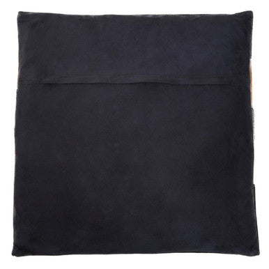 Bosie Neutral Colourblock Hair on Leather Patchwork Cushion | Safira