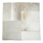 Bosie Grey Hair on Leather Patchwork Cushion | Safira