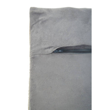 Bosie Grey Hair on Leather Patchwork Cushion | Safira