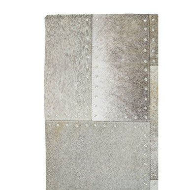 Bosie Grey Hair on Leather Patchwork Cushion | Safira