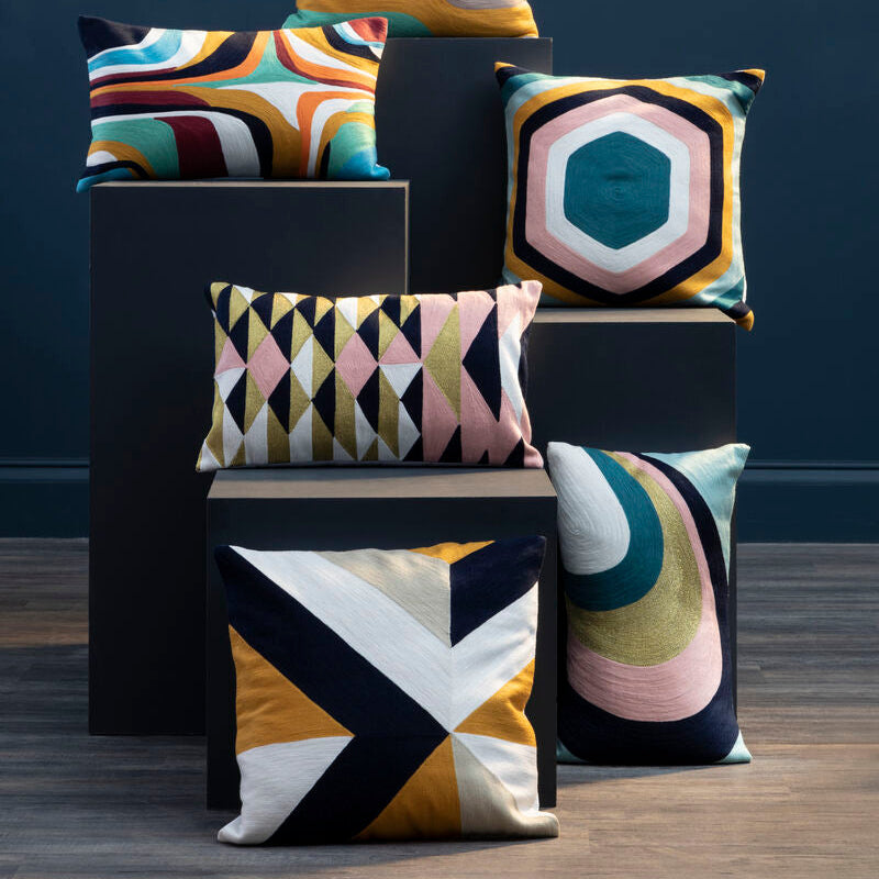 Bosie Ozella Curved Stripes Embroidered Cushion