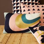 Curved Stripes Embroidered Cushion | Bosie Ozella