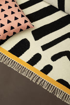 Pink and Navy Square Embroidered Cushion | Bosie Ozella