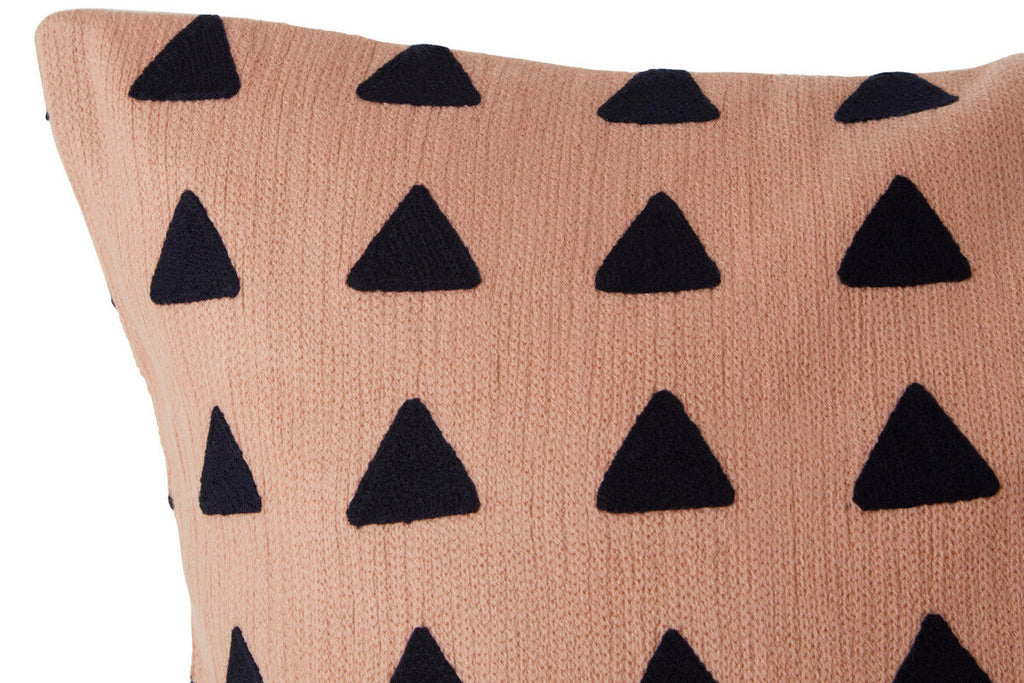 Pink and Navy Square Embroidered Cushion | Bosie Ozella