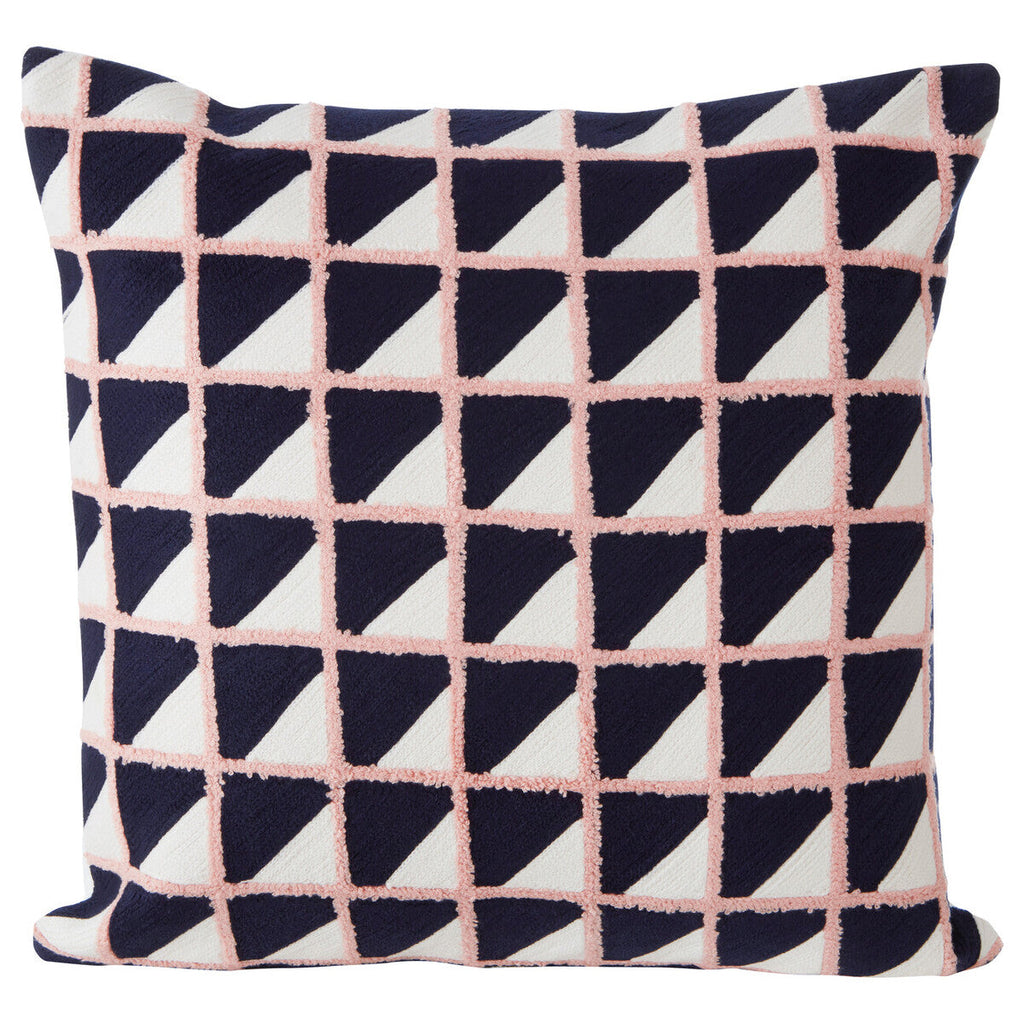 Grid Design Embroidered Cushion | Bosie Ozella