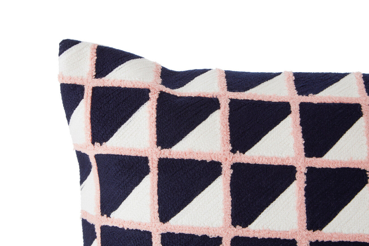 Grid Design Embroidered Cushion | Bosie Ozella