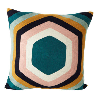 Hexagonal Design Embroidered Cushion | Bosie Ozella