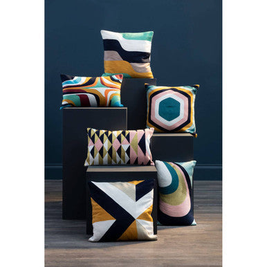 Wavy Stripes Embroidered Cushion | Bosie Ozella